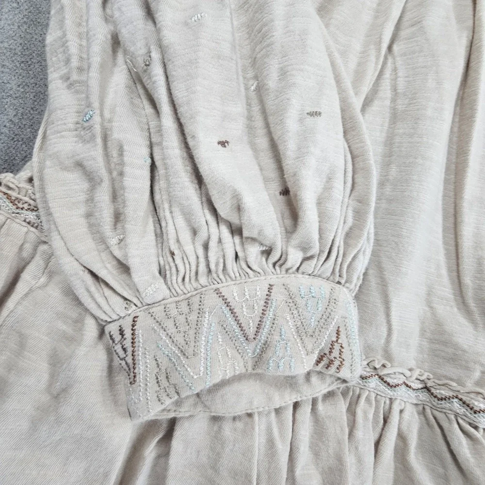 Free People Women's Much Love Top Boho Long‎ Sleeve Embroider Design Sz Medium